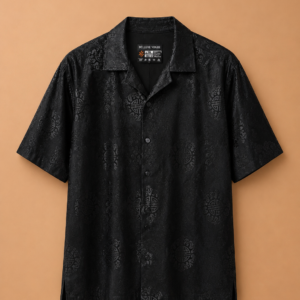DV  Vintage Neck Black Jacquard Shirt