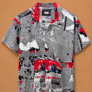 Vintage Abstract Urban Button-Up Shirt