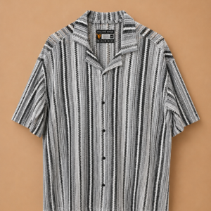 DV Vintage Neck Black & Gray Striped Shirt