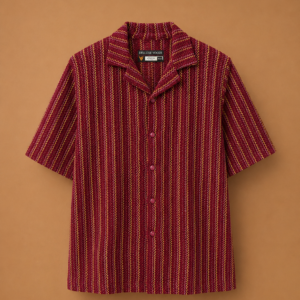 DV Vintage Neck Red & Yellow Striped Shirt