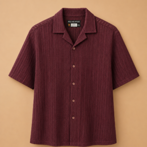 DV Vintage Neck Burgundy Textured Shirt