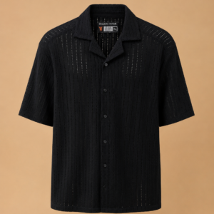 DV Vintage Neck Black Textured Shirt
