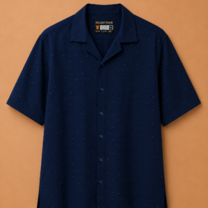Vintage Navy Dotted Button-Up Shirt