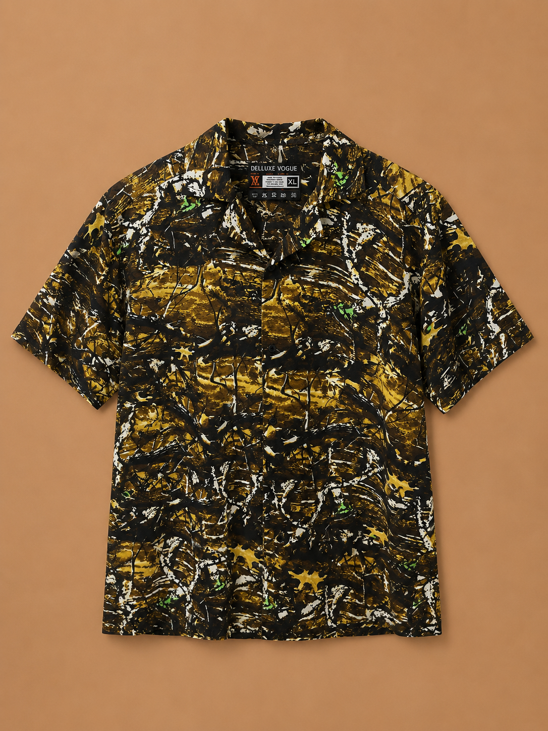 DV Vintage Abstract Camouflage Button-Up Shirt