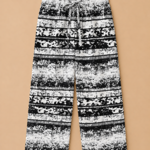 DV Ankara Black & White Abstract Wide-Leg Pants