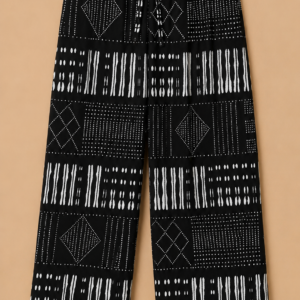 DV Ankara Black & White Diamond Wide-Leg Pants