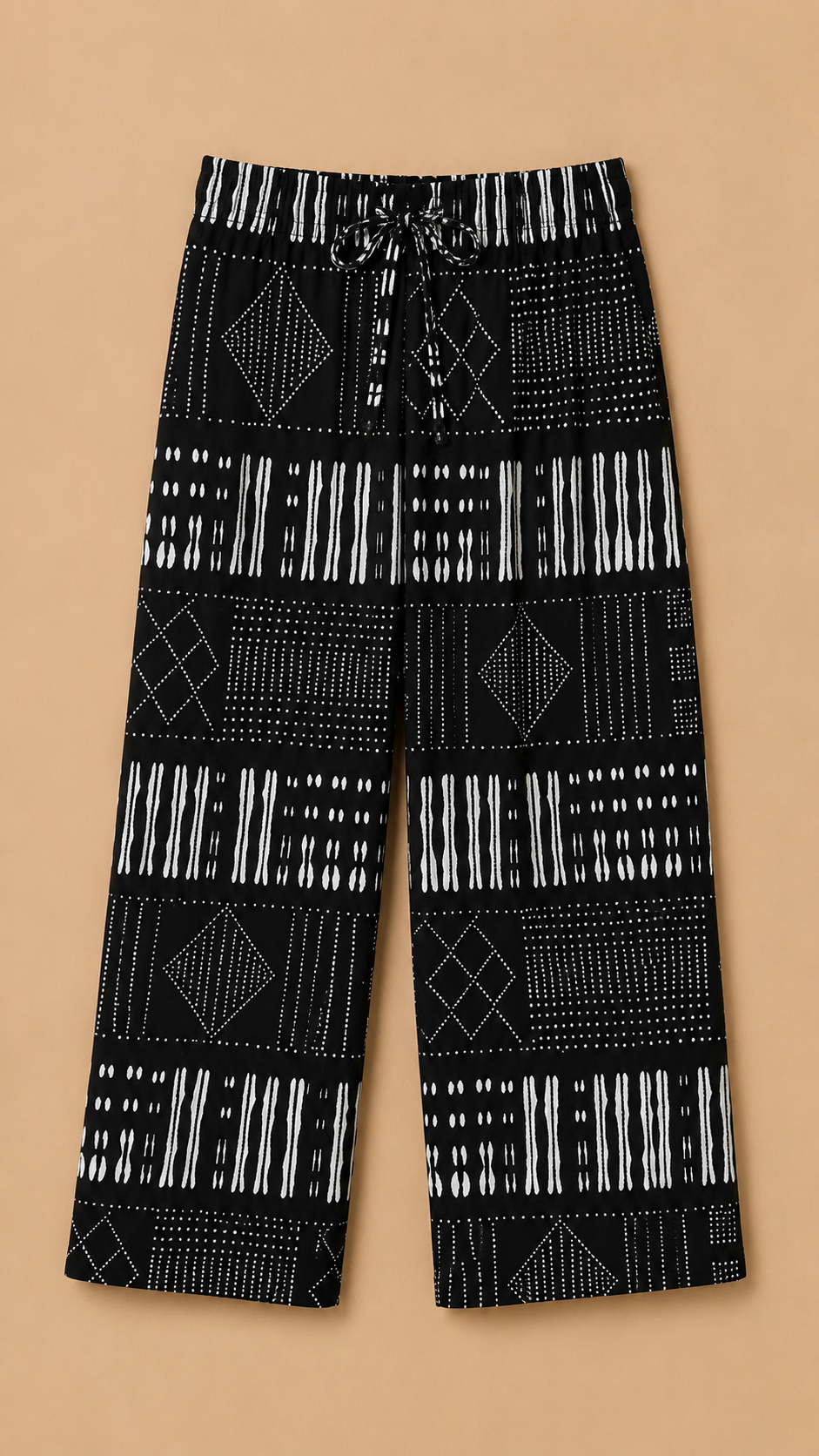 DV Ankara Black & White Diamond Wide-Leg Pants