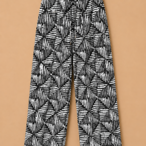 DV Ankara Black & White Geometric Wide-Leg Pants