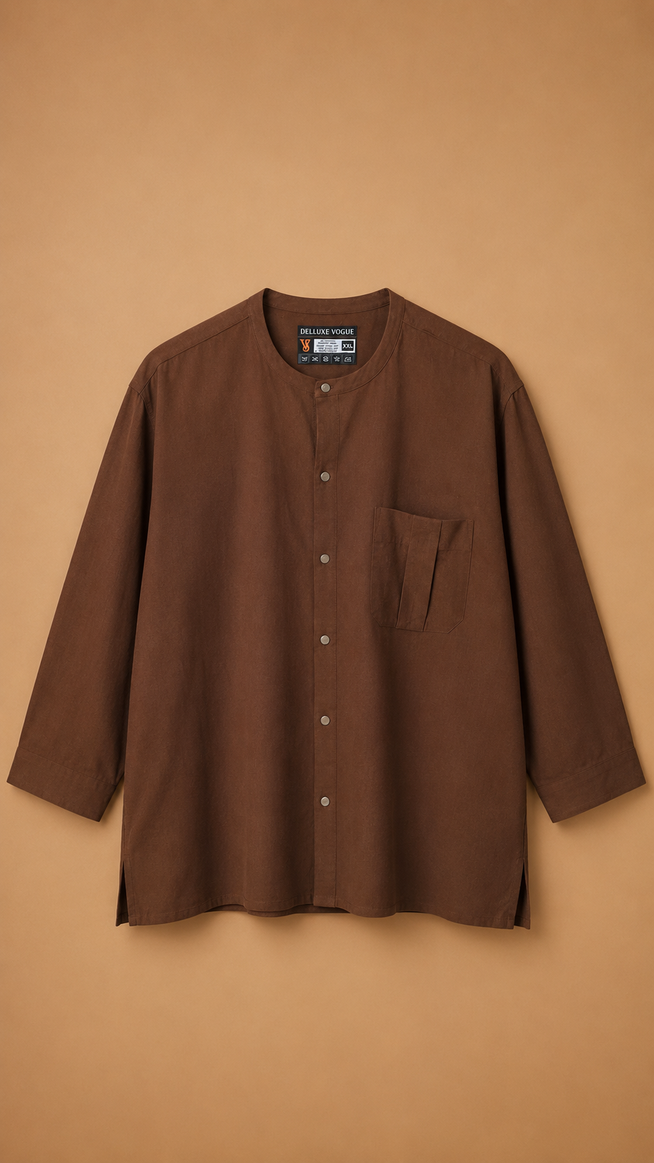 Delluxe Vogue Chocolate Long Sleeve Linen Shirt