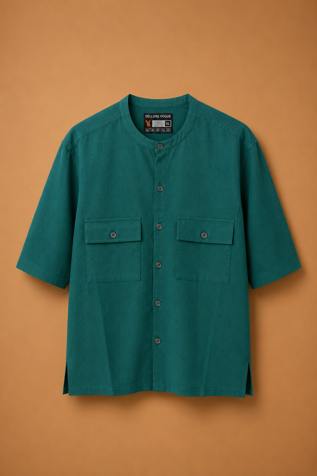 Delluxe Vogue Emerald Utility Pocket Linen Shirt
