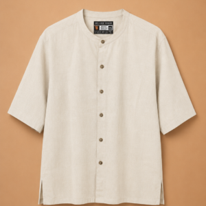 Delluxe Vogue Ivory Contrast Button Linen Shirt
