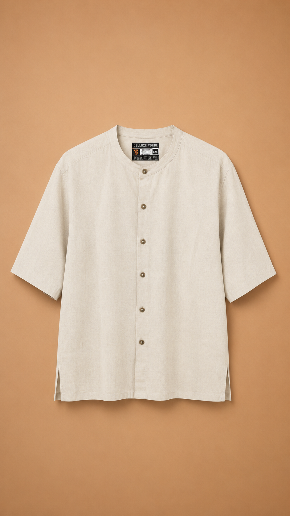 Delluxe Vogue Ivory Contrast Button Linen Shirt