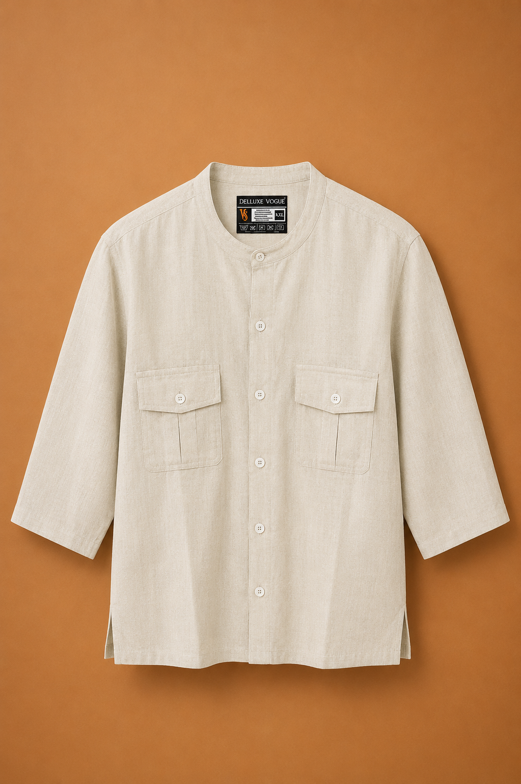 Delluxe Vogue Ivory Double Pocket Linen Shirt