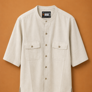 Delluxe Vogue Ivory Flap Pocket Linen Shirt