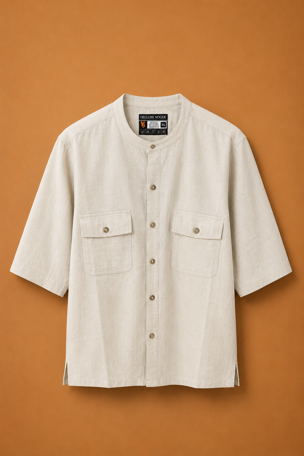 Delluxe Vogue Ivory Flap Pocket Linen Shirt