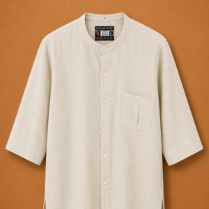 Delluxe Vogue Ivory Hidden Placket Pocket Linen Shirt
