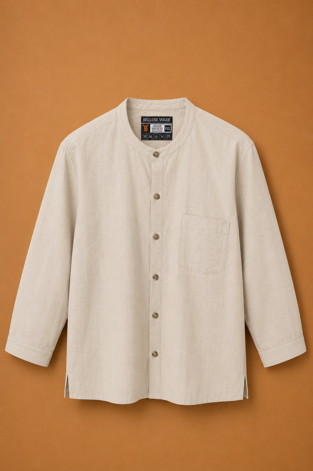 Delluxe Vogue Ivory Long Sleeve Linen Shirt