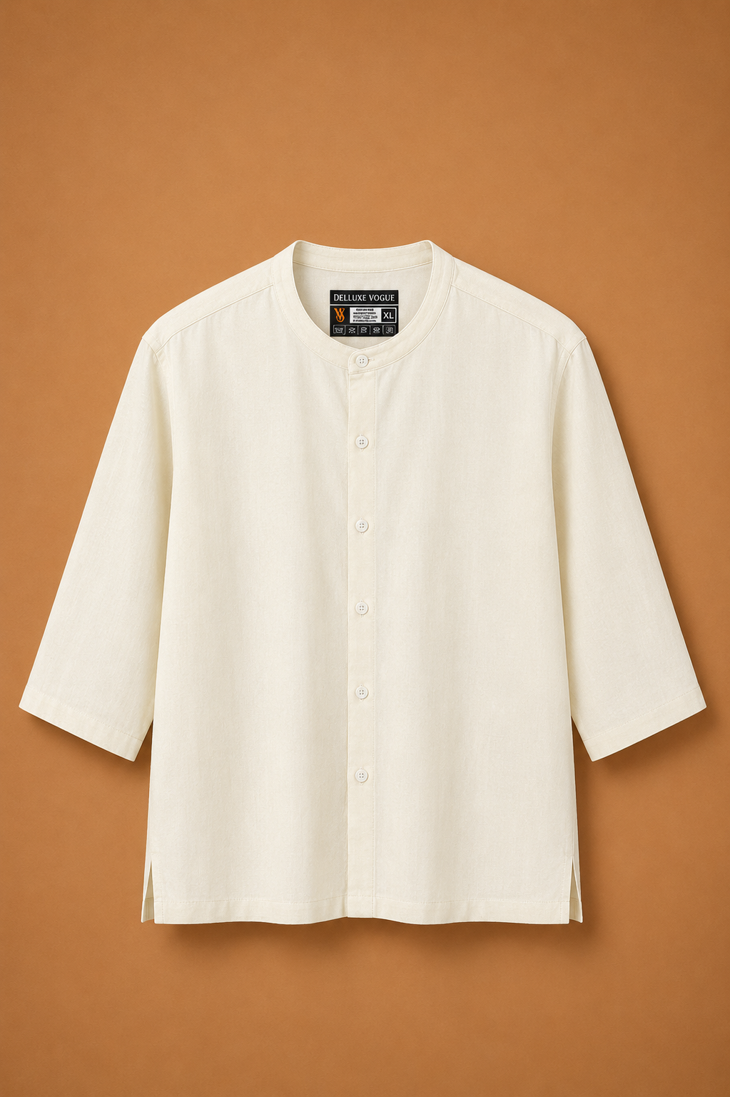 Delluxe Vogue Ivory Minimal Linen Shirt