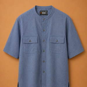 Delluxe Vogue Powder Blue Utility Linen Shirt