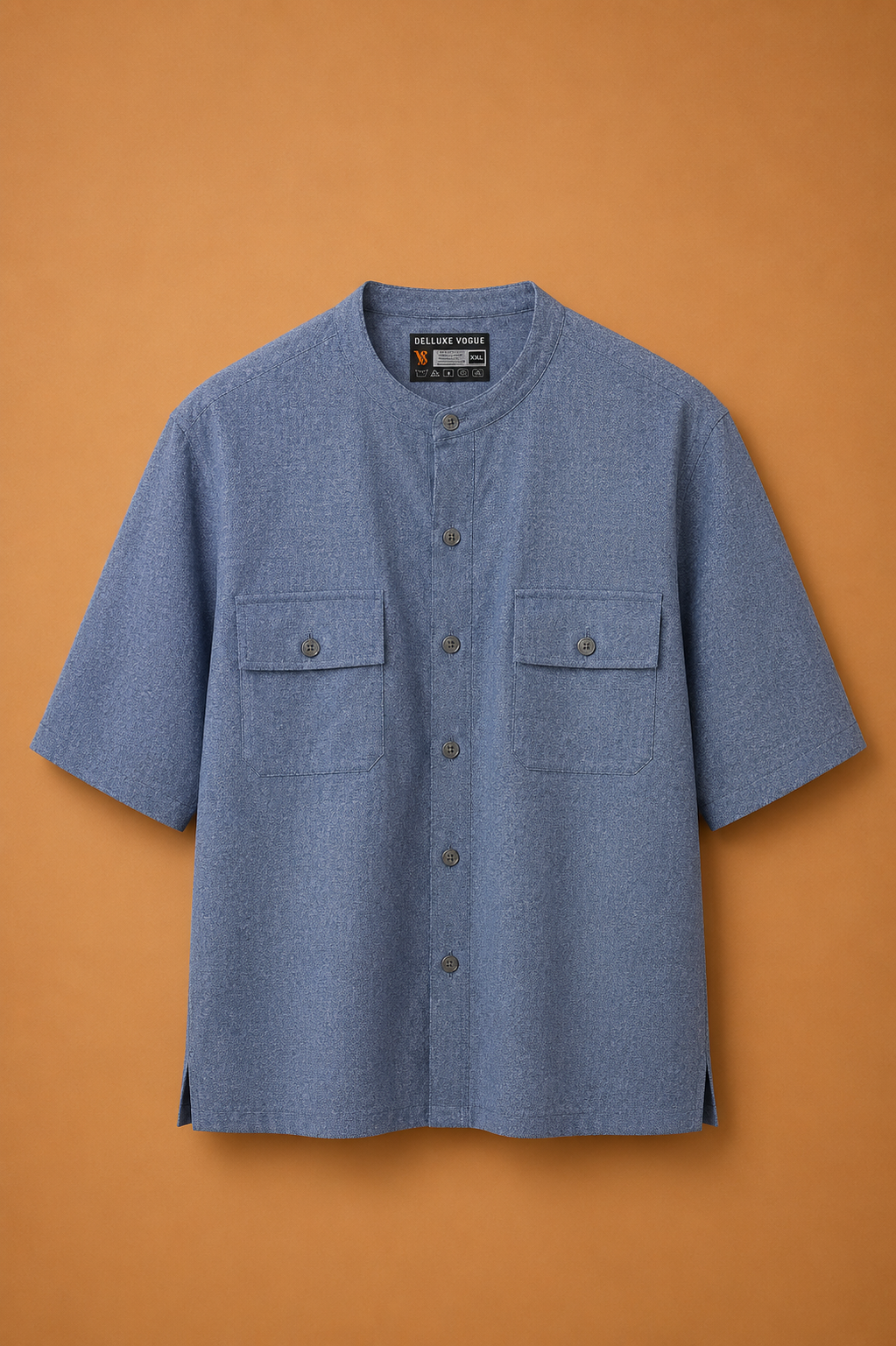 Delluxe Vogue Powder Blue Utility Linen Shirt