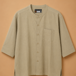 Delluxe Vogue Sand Beige Classic Pocket Linen Shirt