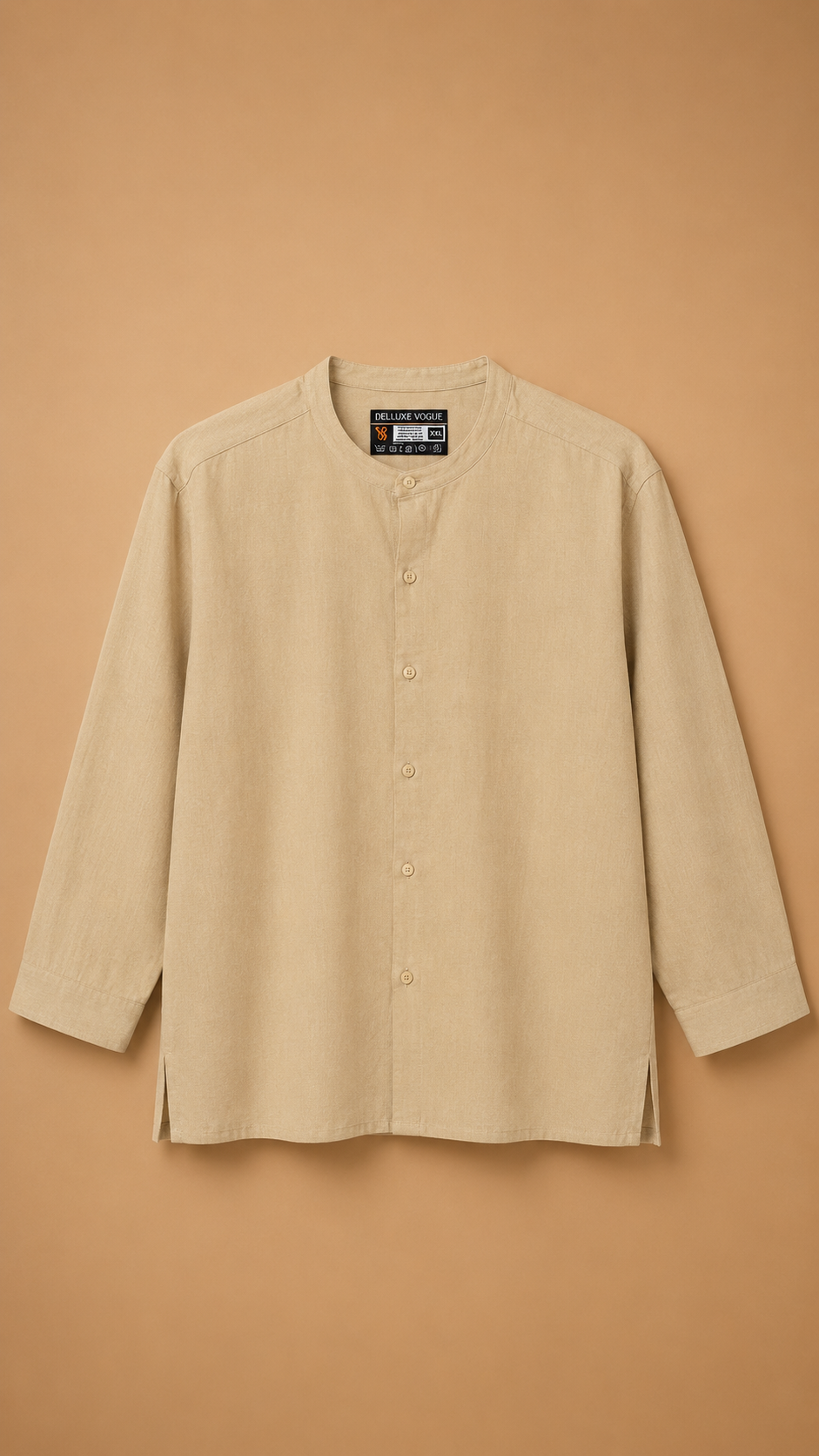 Delluxe Vogue Sand Long Sleeve Linen Shirt
