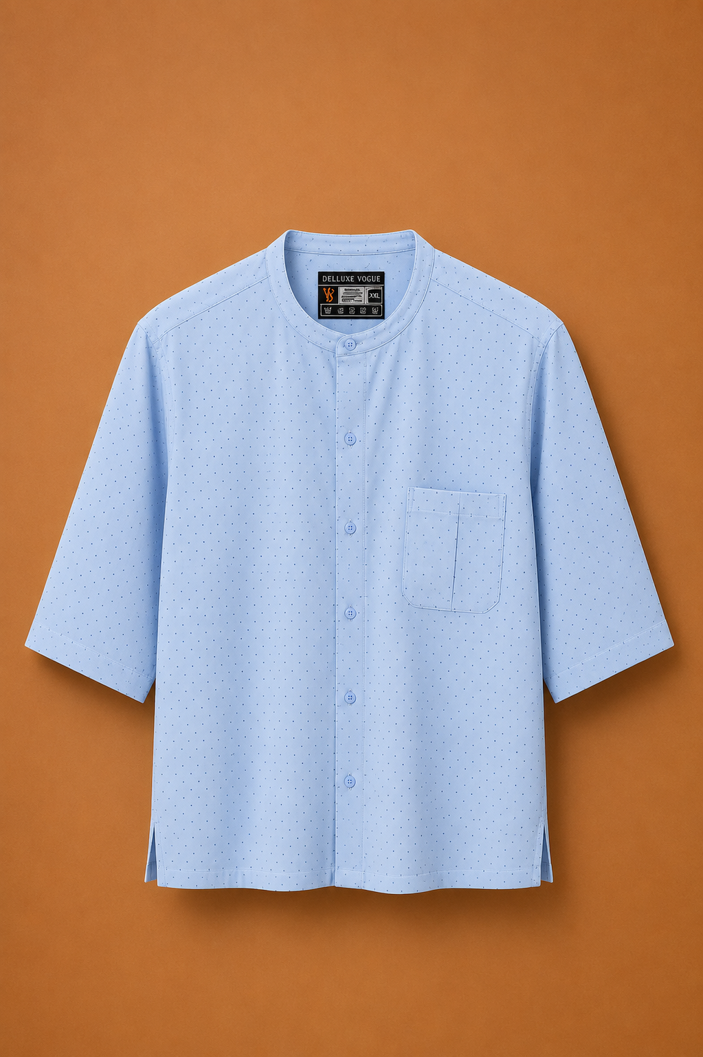 Delluxe Vogue Sky Blue Classic Pocket Linen Shirt